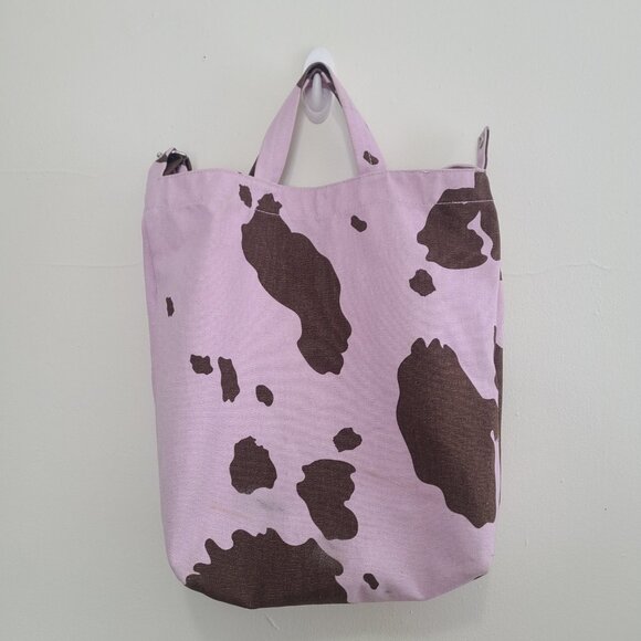 BAGGU Handbags - Baggu DUCK BAG Cow Pink Print Cotton Canvas Washable